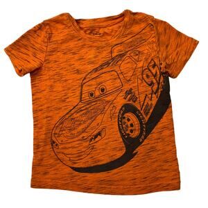 Disney Car's Boys 3T Lighting McQueen Tee Shirt Orange Black Halloween Cotton